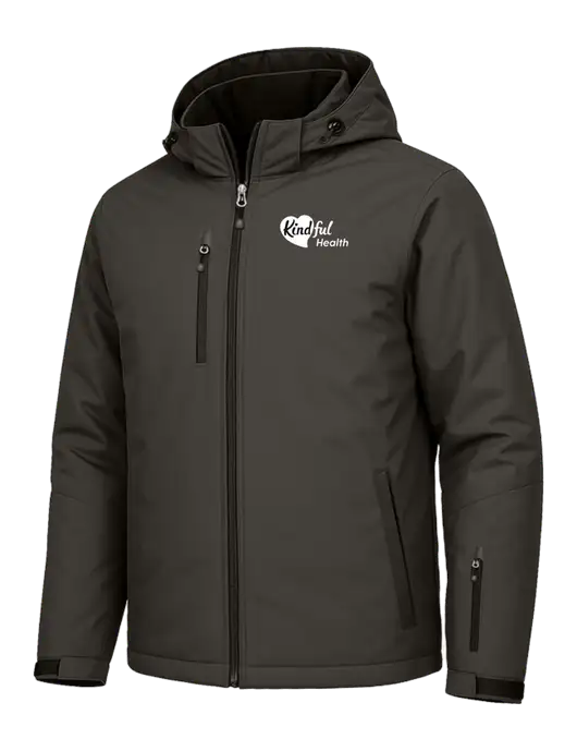 Cold Weather Vortex Dark Grey/ Black Waterproof 3-in-1 Jacket with Detachable Hood w/Kindful Health Logo, Kindful Health Logo