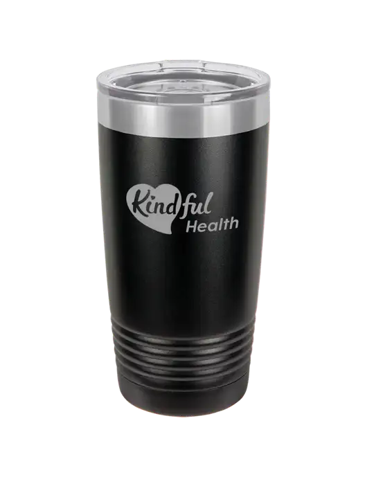 Polar Camel 20 oz Powder Coated Black Vacuum Insulated Tumbler w/Kindful Health Logo