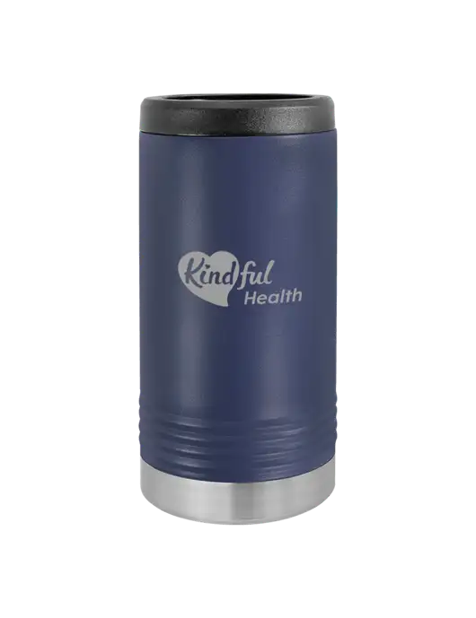 Polar Camel Powder Coated Navy Vacuum Insulated Slim Beverage Holder w/Kindful Health Logo