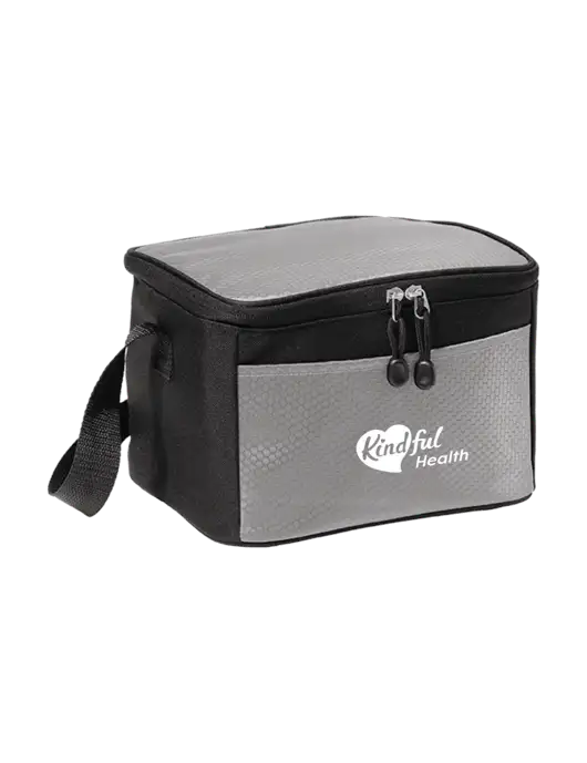 6 Can Grey/Black Cube Cooler w/Kindful Health Logo