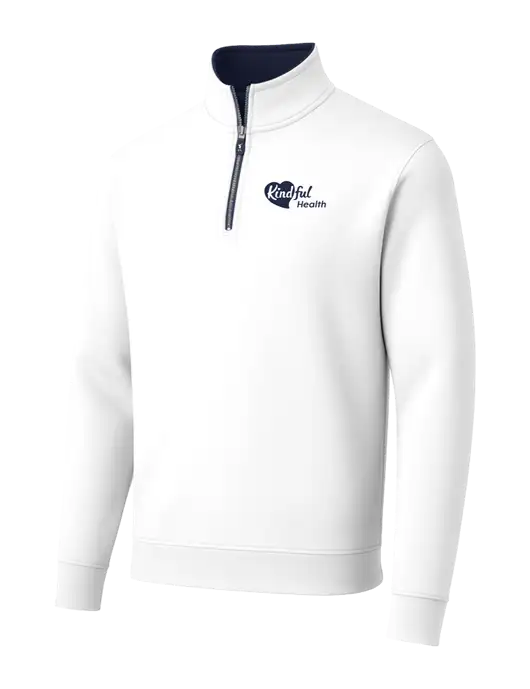 Fairway & Greene Caves Quarter-Zip Tech White Pullover w/Kindful Health Logo