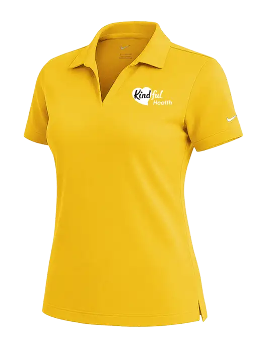 NIKE Yellow Gold Womens Dri-Fit Micro Pique Polo w/Kindful Health Logo
