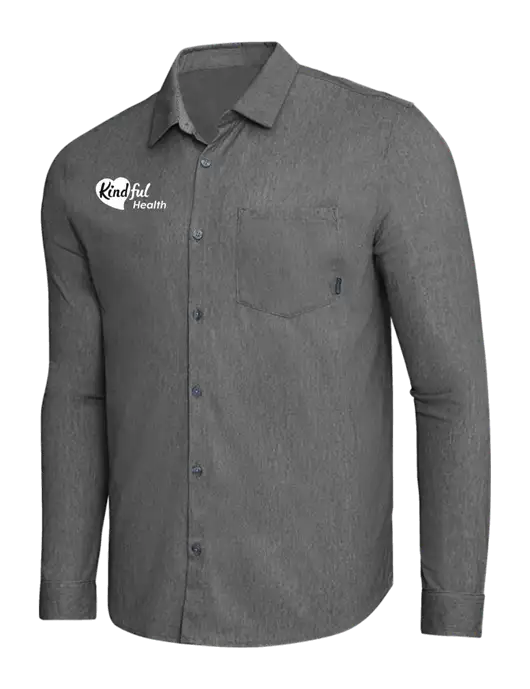 OGIO Dark Grey Heather Extend Long Sleeve Button Up Shirt w/Kindful Health Logo