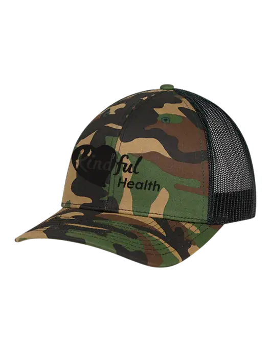 Richardson Adjustable Snapback Original 112P Trucker Cap Army Camo/Black  w/Kindful Health Logo
