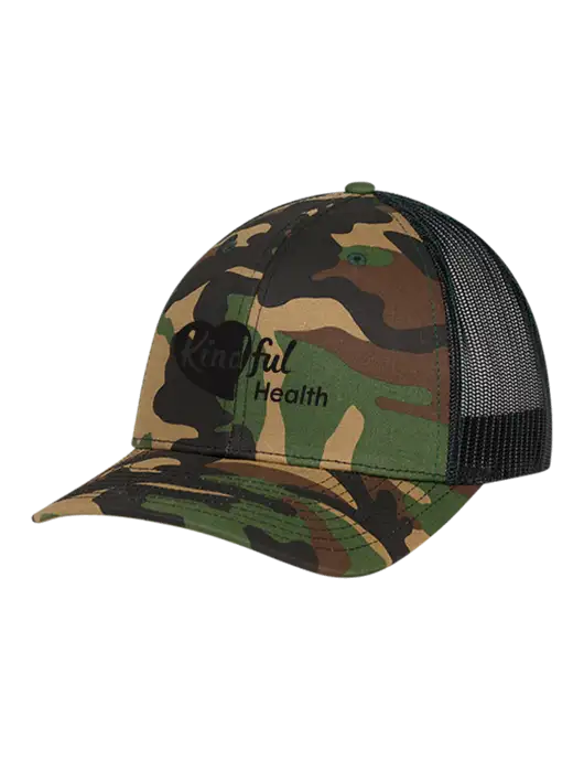 Richardson Adjustable Snapback Original 112P Trucker Cap Army Camo/Black  w/Kindful Health Logo