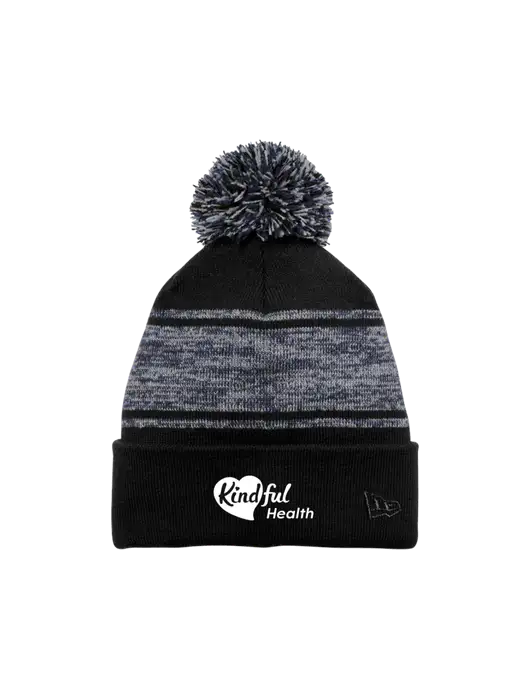 New Era Black/Navy Knit Chilled Pom Beanie w/Kindful Health Logo