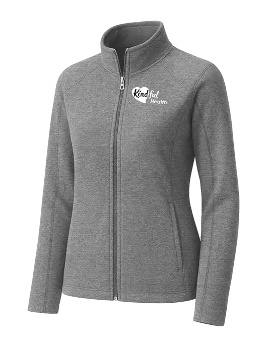 Medium Grey Womens Heather Microfleece Full-Zip Jacket w/Kindful Health Logo