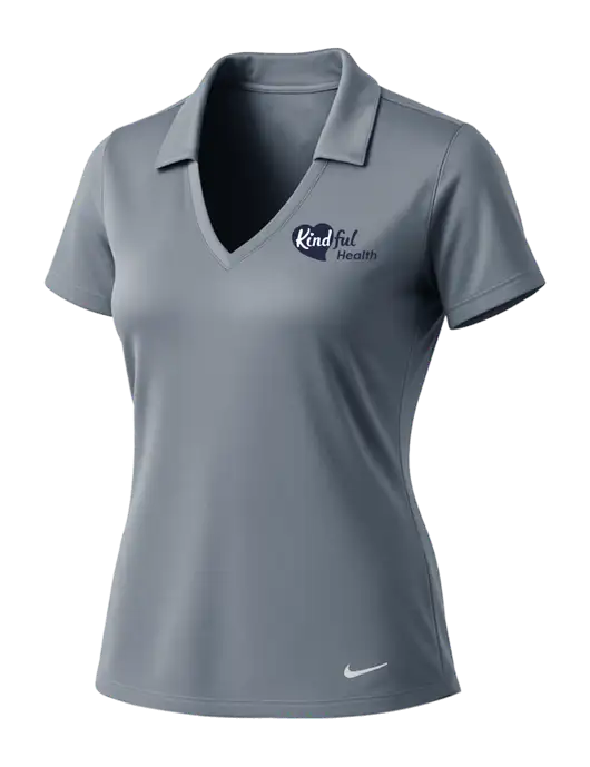NIKE Medium Grey Womens Dri-Fit Vertical Mesh Polo w/Kindful Health Logo