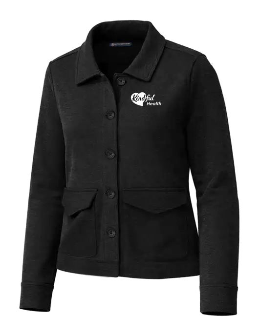 Brooks Brothers Womens Mid-Layer Black Heather Stretch Button Jacket w/Kindful Health Logo