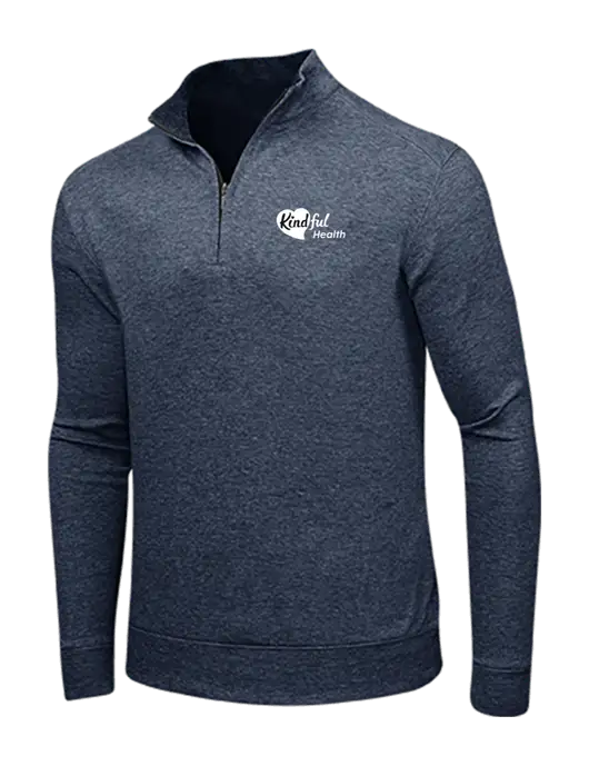 Estate Blue Heather/Charcoal Heather Interlock 1/4 Zip w/Kindful Health Logo
