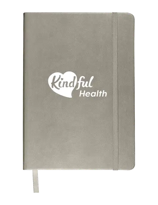 Leeman Light Medium Grey Tuscany Journal 5.75 x 8.25 w/Kindful Health Logo