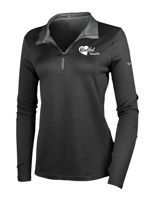 NIKE Black/Dark Grey Womens Dry-Fit Stretch 1/2 Zip Cover-Up w/Kindful Health Logo