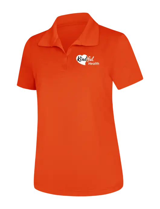 Womens Orange Micropique Sport-Wick Polo w/Kindful Health Logo