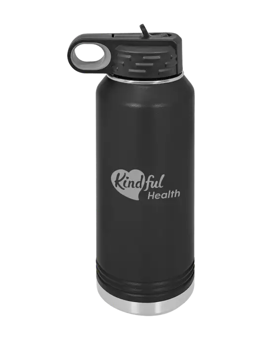 Polar Camel 32 oz Powder Coated Black Vacuum Insulated Water Bottle w/Kindful Health Logo