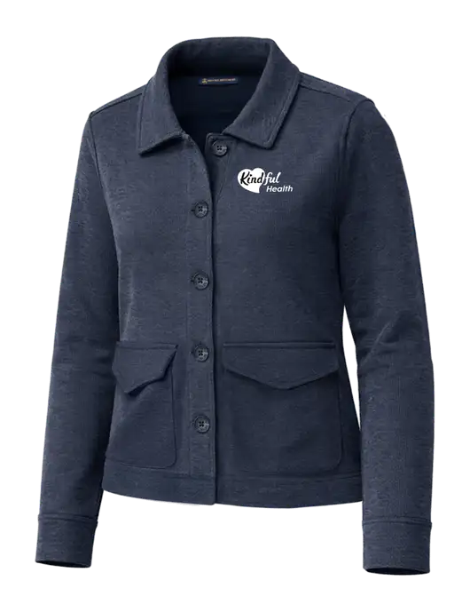 Brooks Brothers Womens Mid-Layer Dark Navy Heather Stretch Button Jacket w/Kindful Health Logo