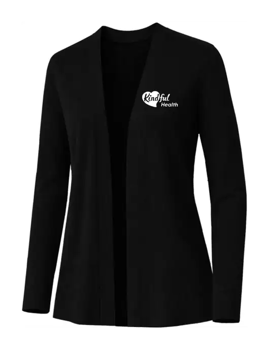 Brooks Brothers Womens Cotton Stretch Long Black Cardigan Sweater w/Kindful Health Logo
