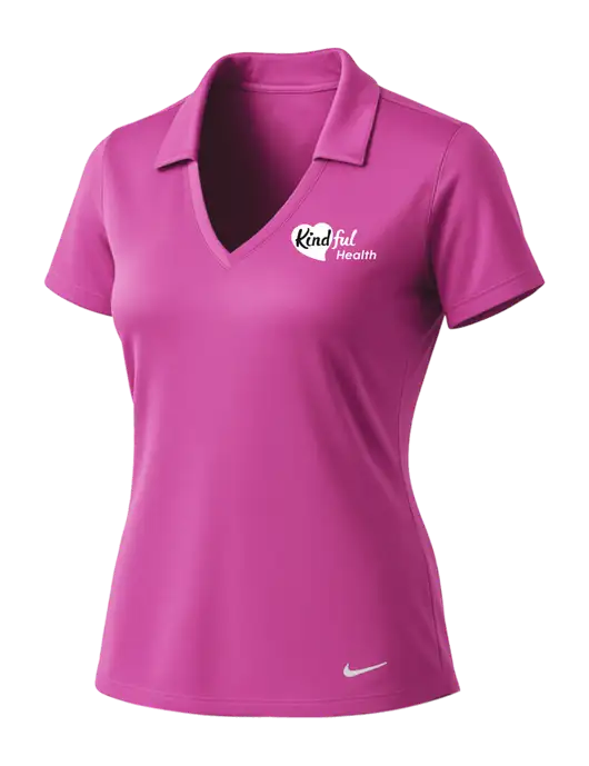 NIKE Pink Fire Womens Dri-Fit Vertical Mesh Polo w/Kindful Health Logo