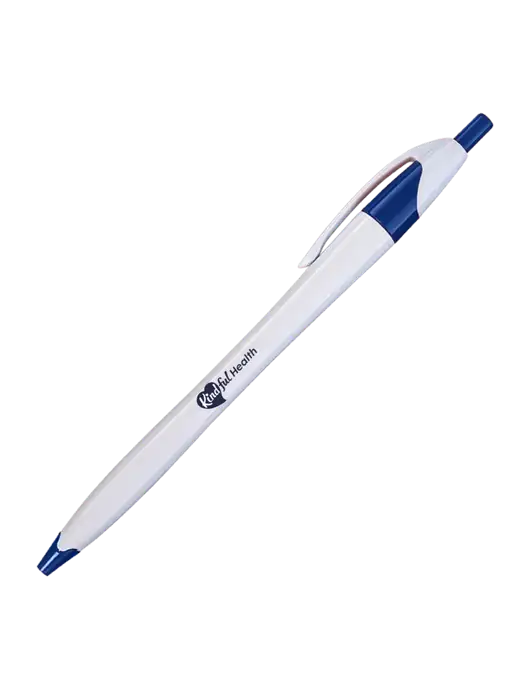Novella White/Royal Classic Pen - Blue Ink w/Kindful Health Logo