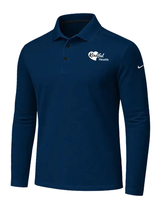 Nike Navy Dri-FIT Micro Pique 2.0 Long Sleeve Polo w/Kindful Health Logo