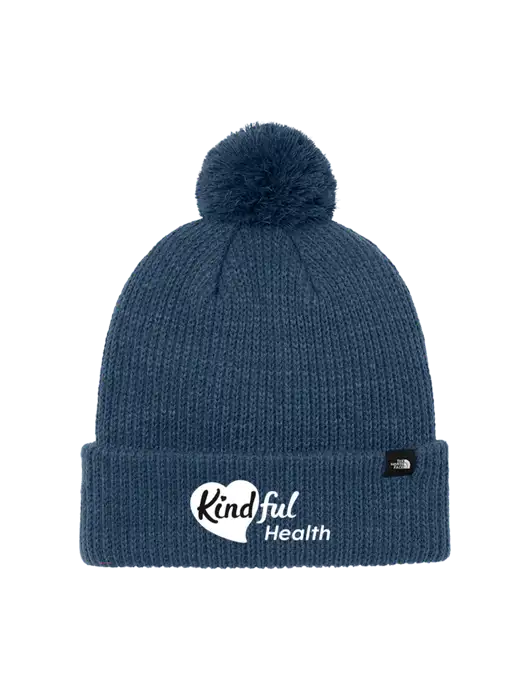 The North Face Light Navy Pom Beanie w/Kindful Health Logo