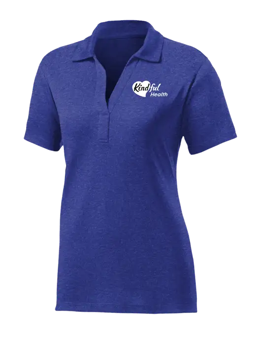Womens Dark Royal Heather Contender Polo w/Kindful Health Logo