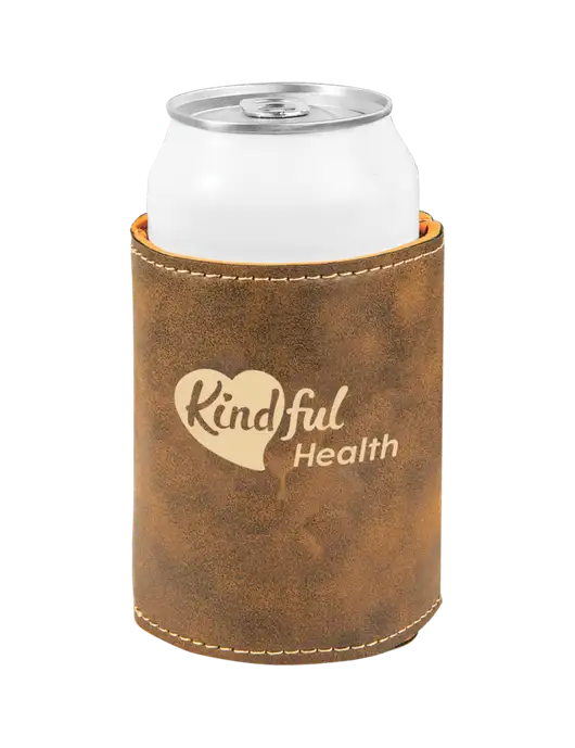 Rustic Leatherette Beverage Holder w/Kindful Health Logo