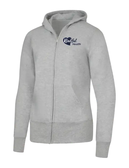 Grey Heather Womens Core Fleece Full-Zip Hooded Sweatshirt w/Kindful Health Logo