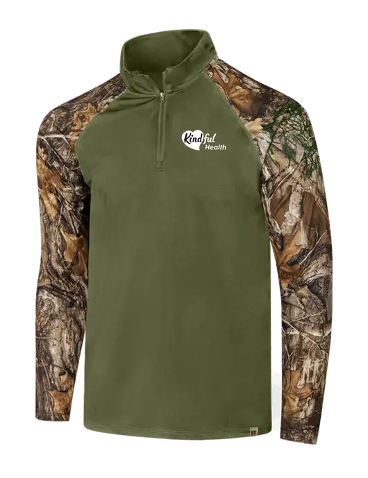 Russell Outdoors Olive/Realtree Edge Camo Colorblock Performance 1/4 Zip w/Kindful Health Logo