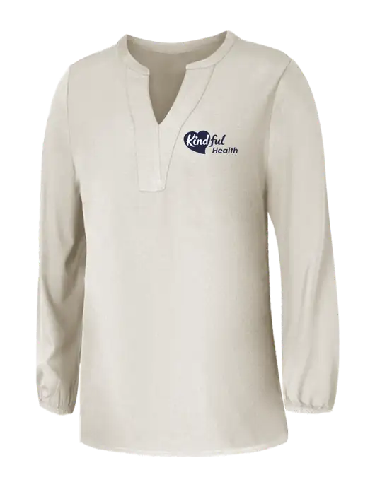Mercer+Mettle Womens Ivory Stretch Crepe 3/4 Sleeve Blouse w/Kindful Health Logo