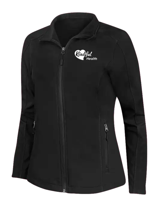 Black Womens Core Soft Shell Jacket w/Kindful Health Logo