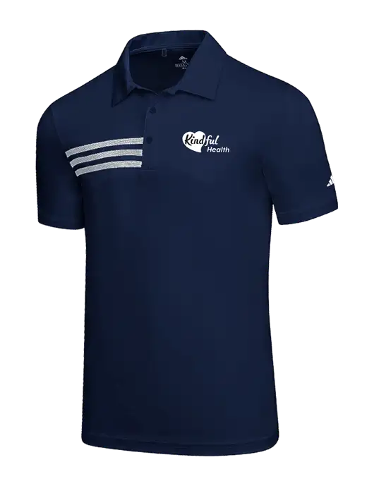 Adidas Navy 3 Stripes Chest Polo w/Kindful Health Logo
