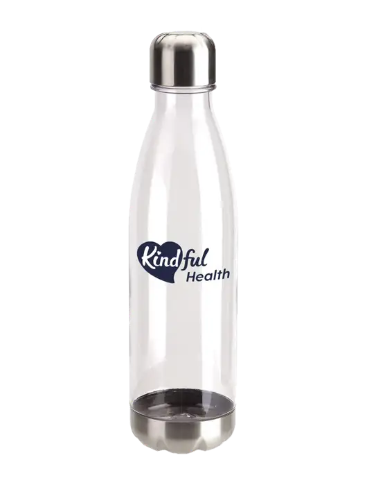 Bayside Tritan Clear 25 oz Bottle with Stainless Base and Cap w/Kindful Health Logo