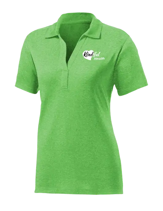 Womens Kelly Green Heather Contender Polo w/Kindful Health Logo