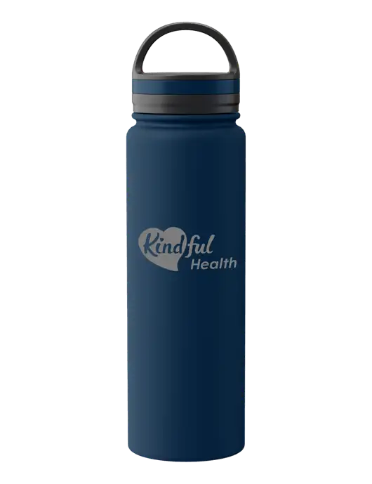 34oz Wide Mouth Stainless Steel Light Navy Bottle w/Kindful Health Logo