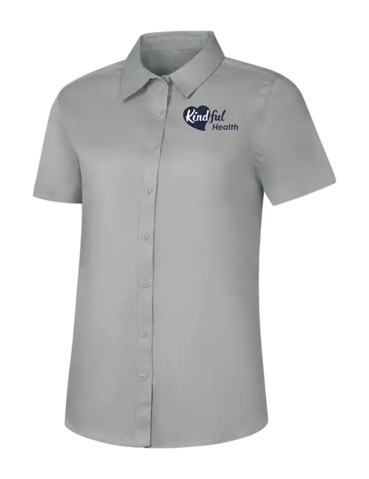 Womens Light Grey Short Sleeve Superpro React Twill Shirt w/Kindful Health Logo
