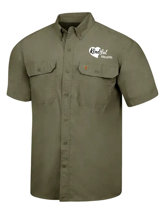 Carhartt Force Olive Green Solid Short Sleeve Shirt w/Kindful Health Logo