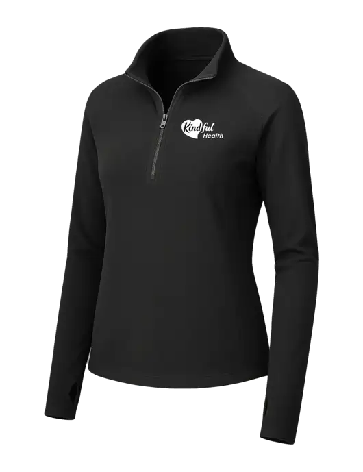 Womens Black Microfleece 1/2 Zip Pullover w/Kindful Health Logo