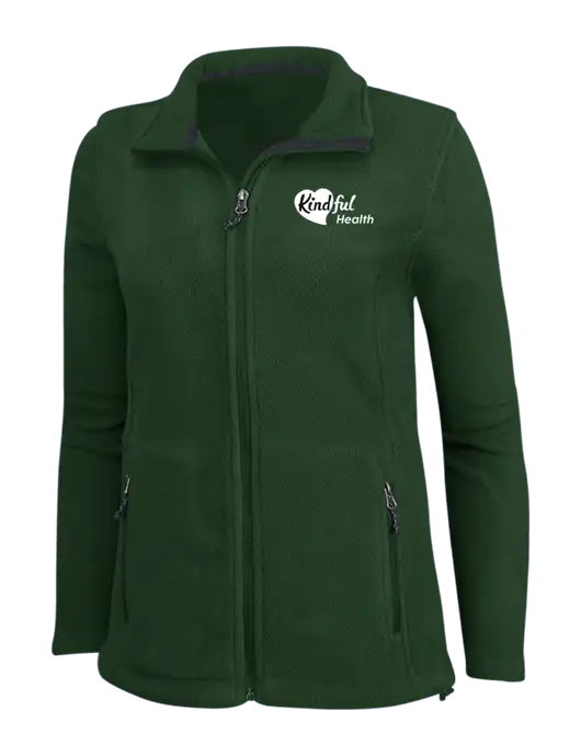 Womens Fleece Dark Green Jacket w/Kindful Health Logo