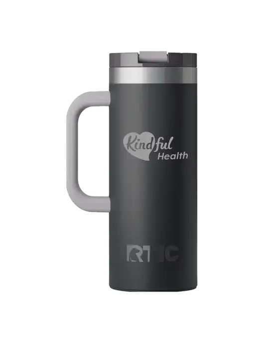 RTIC Road Trip 20 oz Charcoal Travel Mug w/Kindful Health Logo