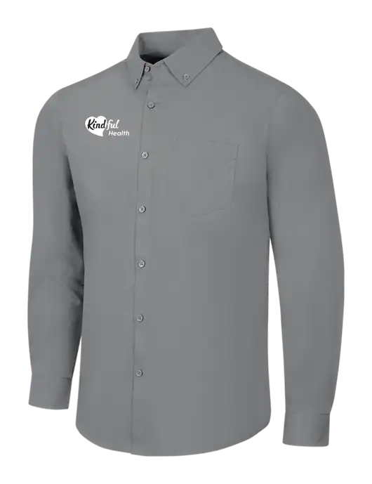 Medium Grey Long Sleeve Carefree Poplin Shirt w/Kindful Health Logo