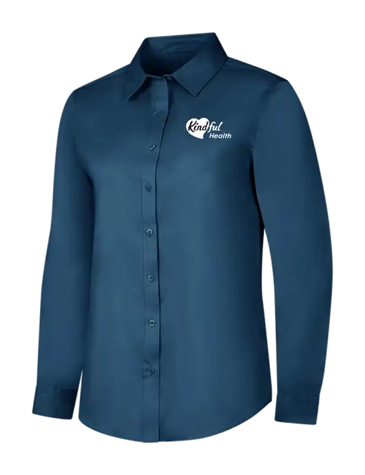 Light Navy Womens Long Sleeve Superpro React Twill Shirt w/Kindful Health Logo