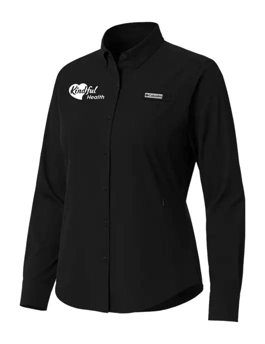 Columbia Black Womens PFG Tamiami II Long Sleeve Shirt w/Kindful Health Logo