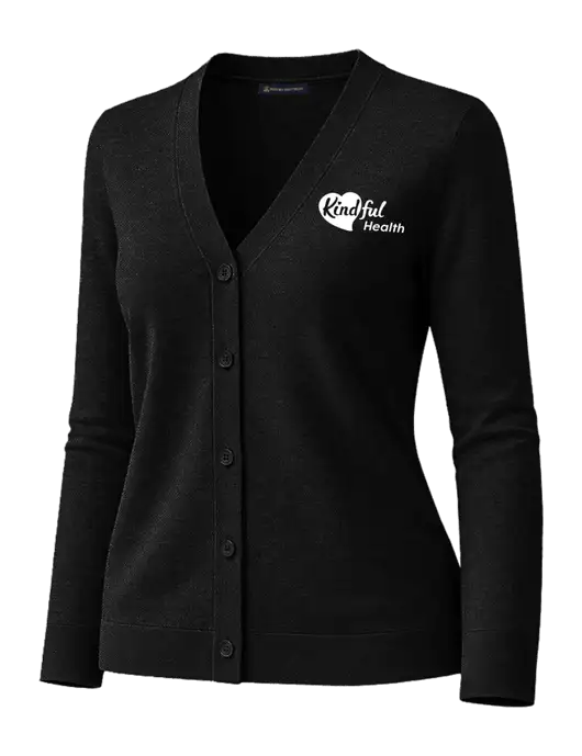 Brooks Brothers Womens Cotton Stretch Black Cardigan Sweater w/Kindful Health Logo
