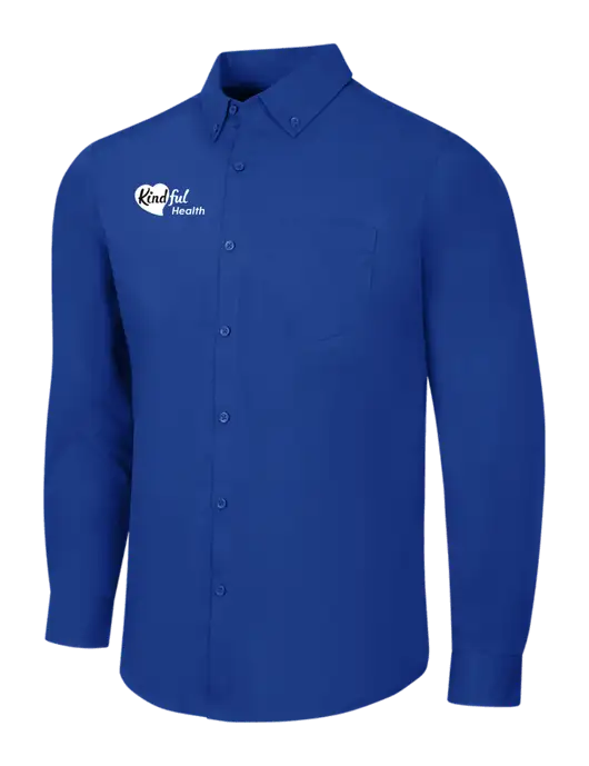 Dark Royal Long Sleeve Carefree Poplin Shirt w/Kindful Health Logo