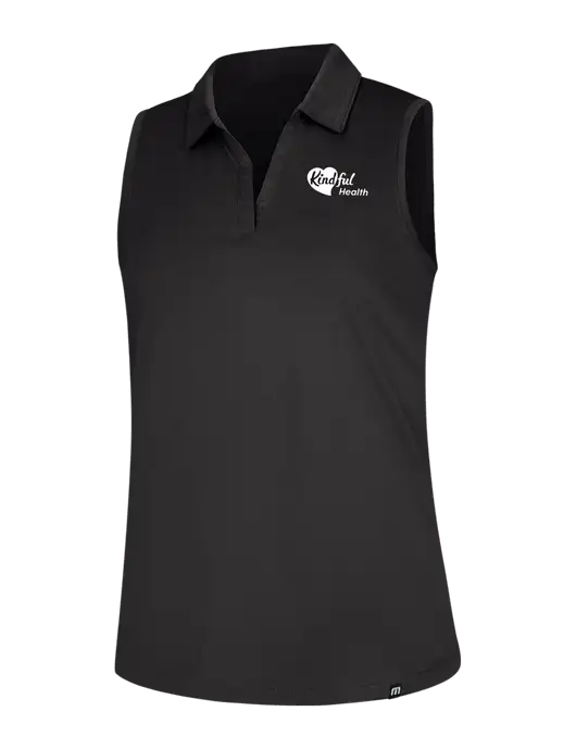 TravisMathew Womens Black Coto Performance Sleeveless Polo w/Kindful Health Logo