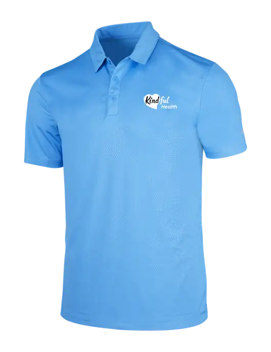 NIKE Light Royal Blue Dri-Fit Embossed Tri-Blade Polo w/Kindful Health Logo
