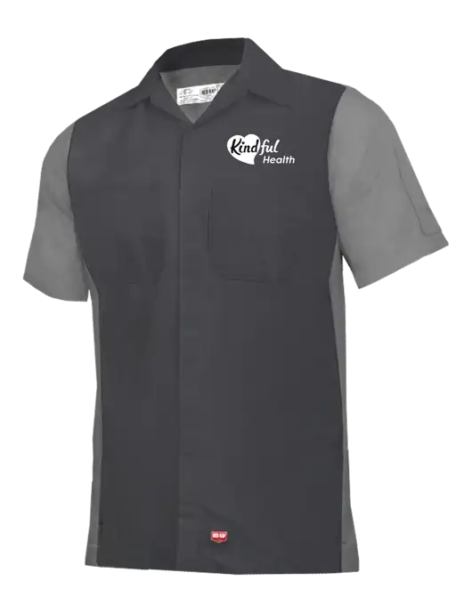Red Kap Charcoal Grey/ Light Grey Short Sleeve Ripstop Crew Shirt w/Kindful Health Logo