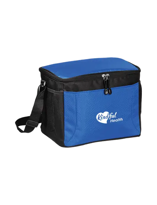 12 Can Twilight Blue/Black Cube Cooler  w/Kindful Health Logo