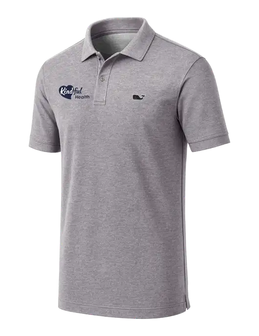 Vineyard Vines Edgartown Light Heather Grey Pique Polo w/Kindful Health Logo