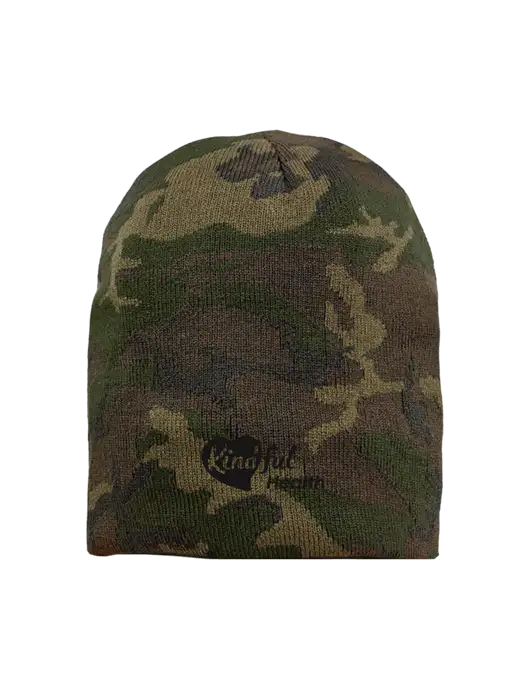 Green Camo Element Knit Beanie w/Kindful Health Logo